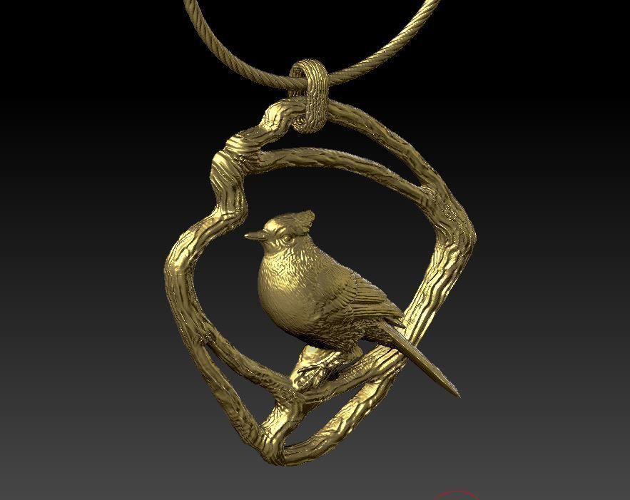 Pendant Blue Jay 3D print model_3
