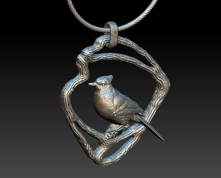 Pendant Blue Jay 3D print model_6
