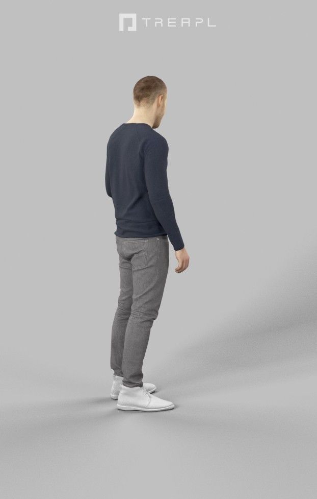 Master Casual Caucasian Male Standing And Holding his partner 3D model_5