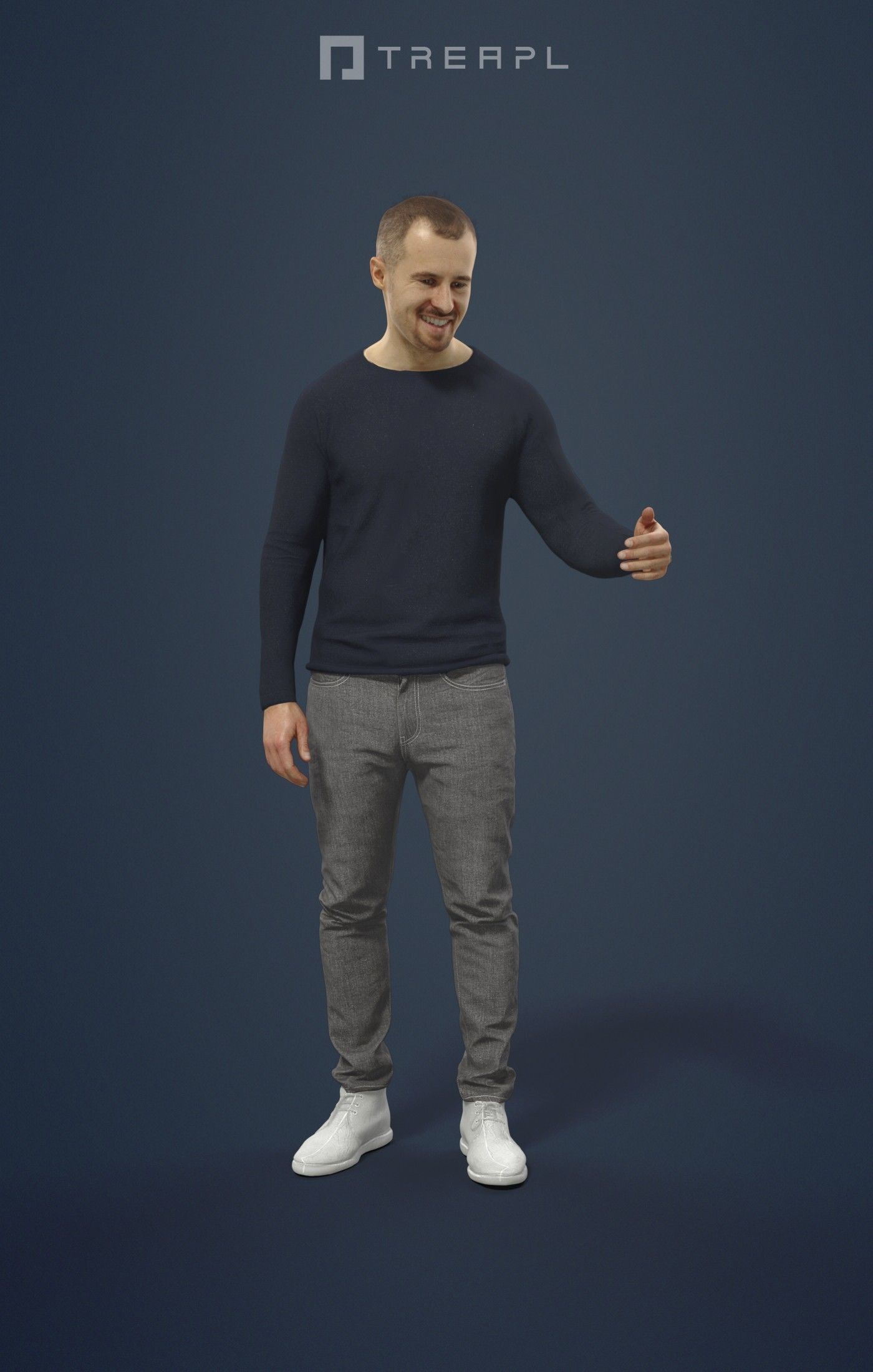 Master Casual Caucasian Male Standing And Holding his partner 3D model_1