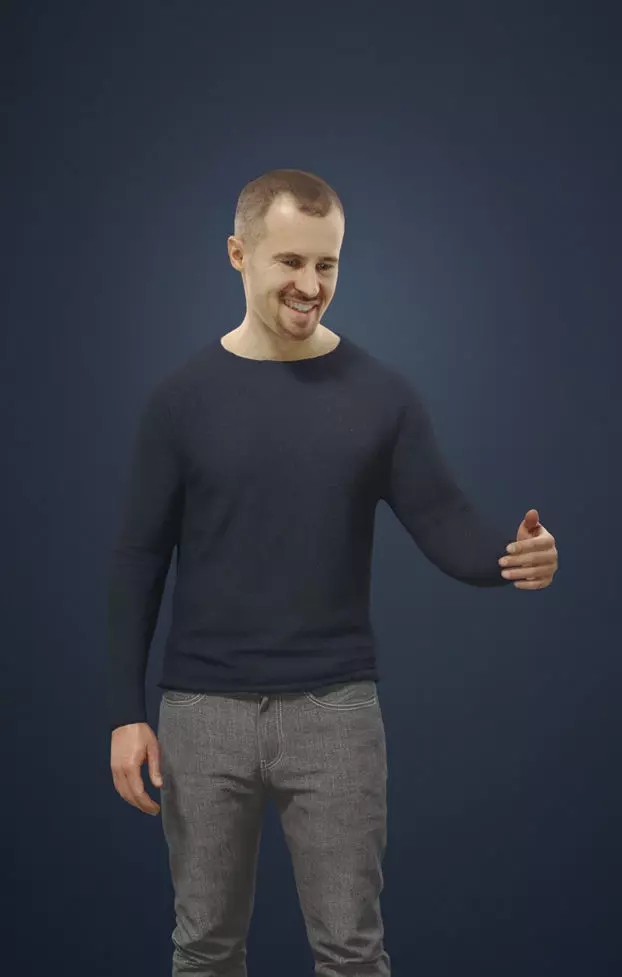 Master Casual Caucasian Male Standing And Holding his partner 3D model_0