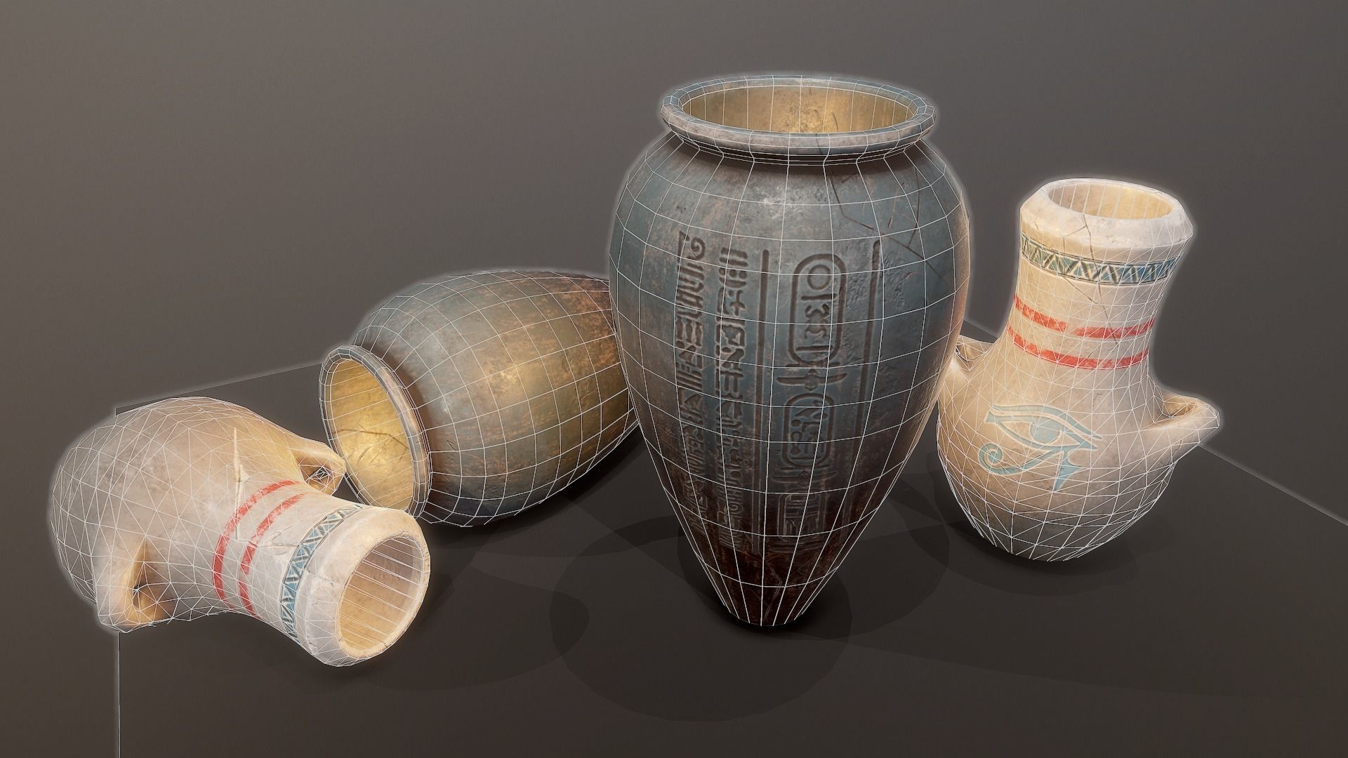 Egypt tomb jars PBR Low-poly 3D model_4
