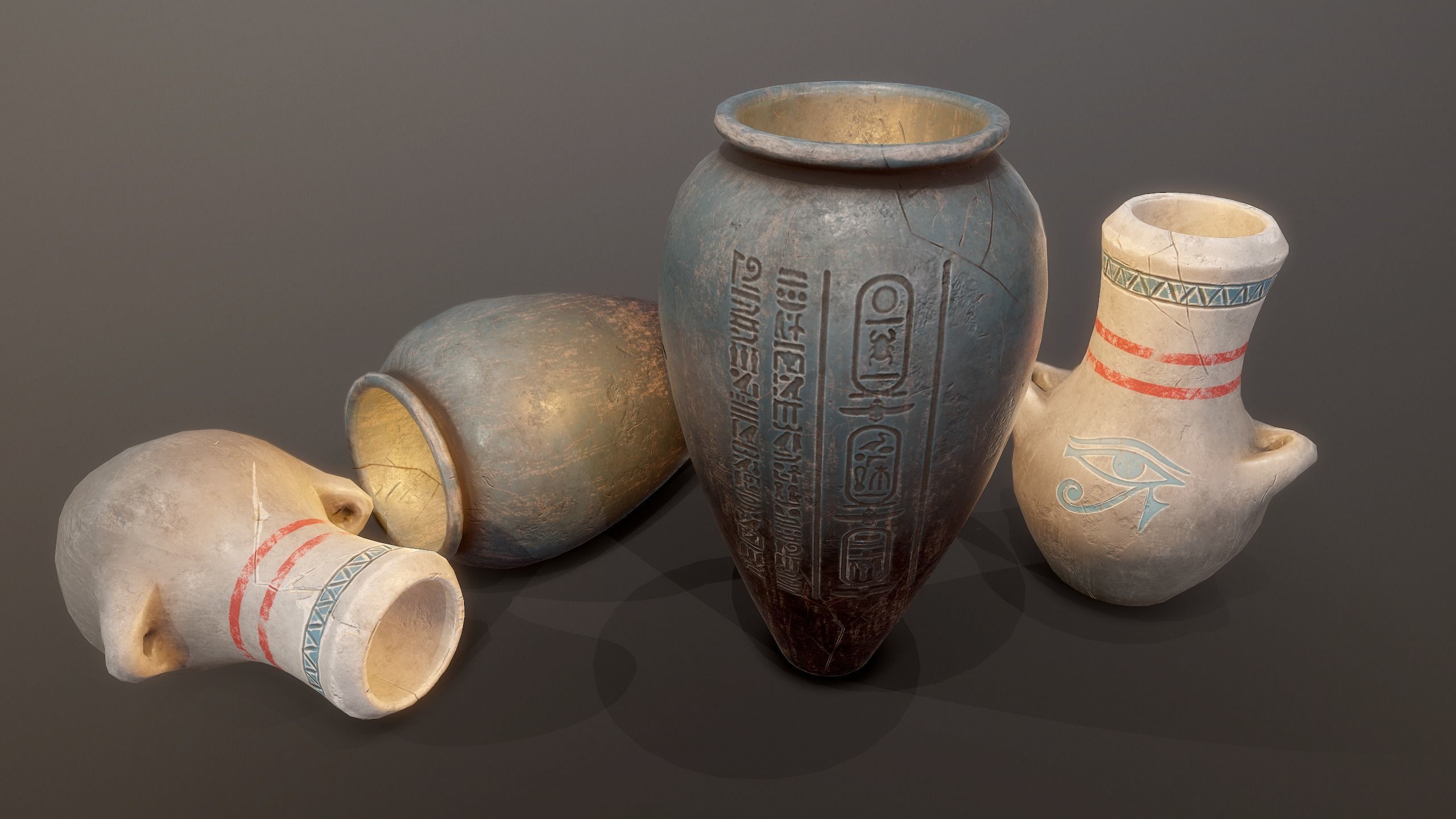 Egypt tomb jars PBR Low-poly 3D model_3