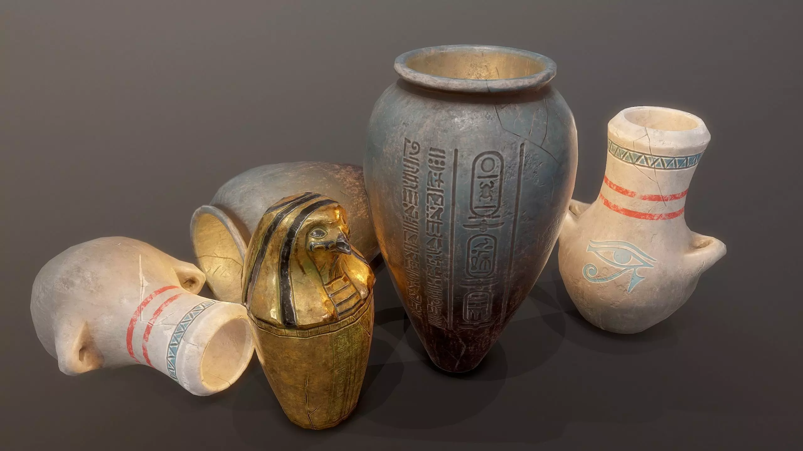 Egypt tomb jars PBR Low-poly 3D model_0