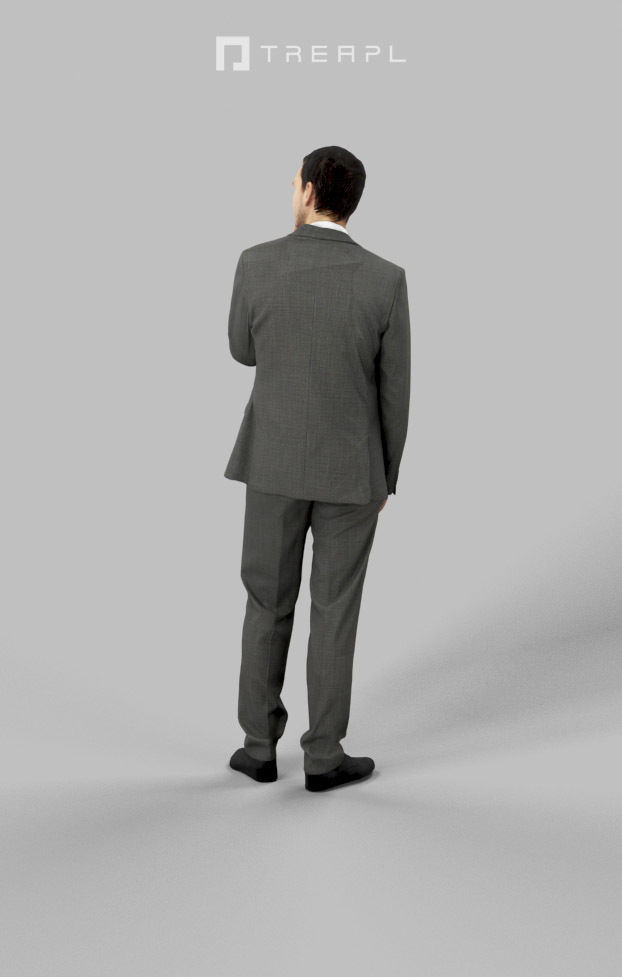 SCANNED Man Business Man Jest Standing Thinking 3D model_3