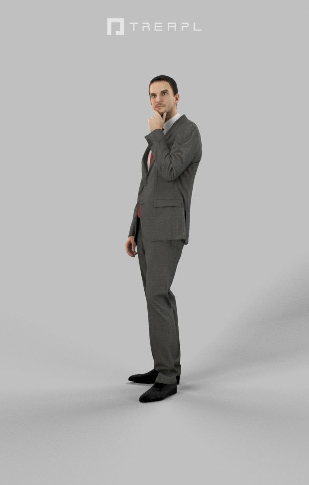 SCANNED Man Business Man Jest Standing Thinking 3D model_5