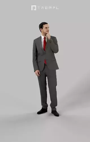 SCANNED Man Business Man Jest Standing Thinking 3D model