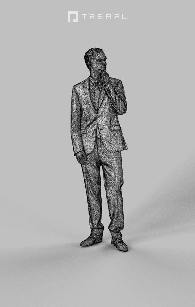 SCANNED Man Business Man Jest Standing Thinking 3D model_6