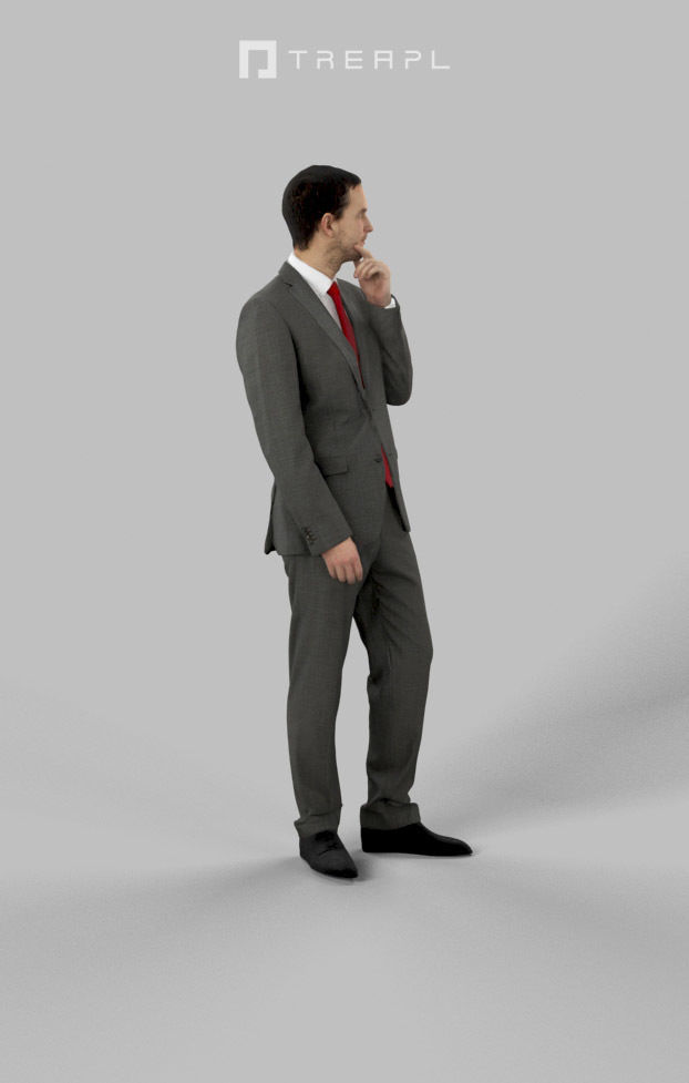 SCANNED Man Business Man Jest Standing Thinking 3D model_1
