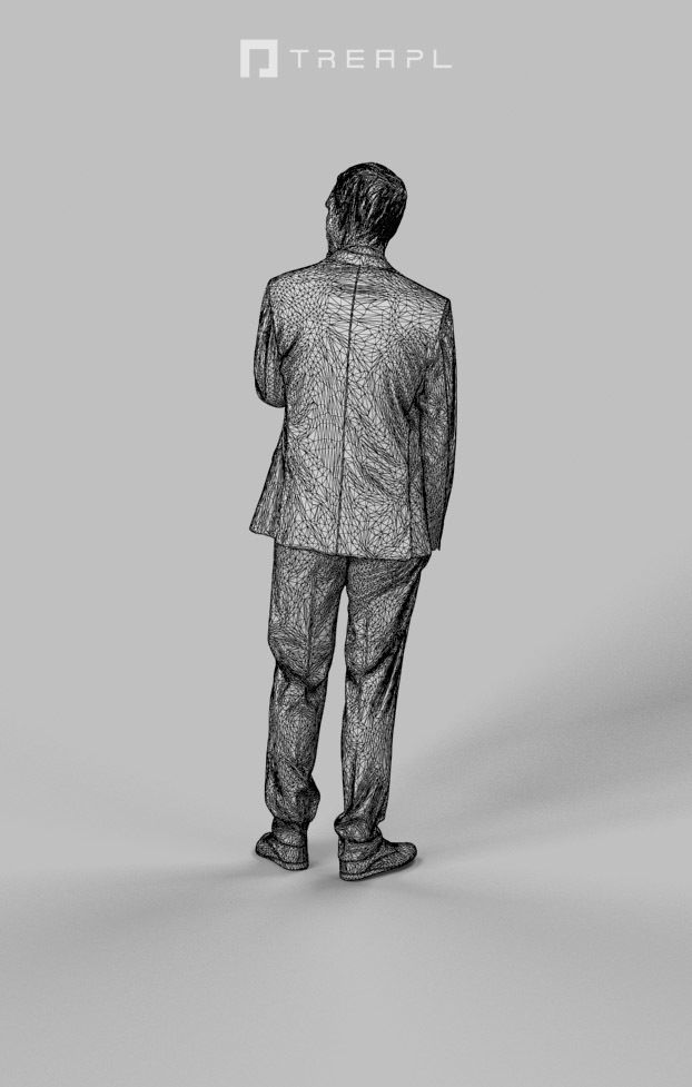 SCANNED Man Business Man Jest Standing Thinking 3D model_7
