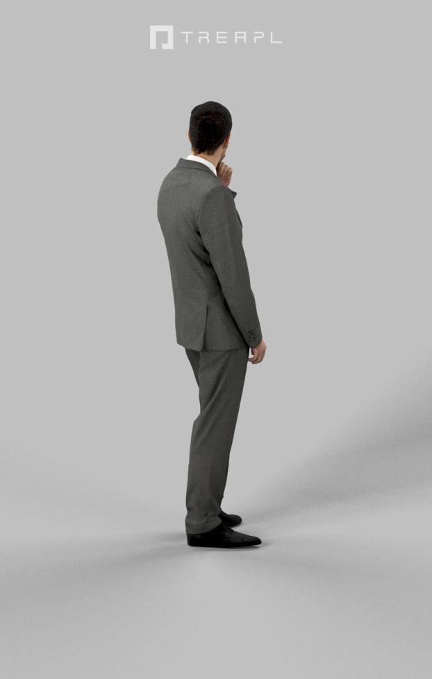 SCANNED Man Business Man Jest Standing Thinking 3D model_2