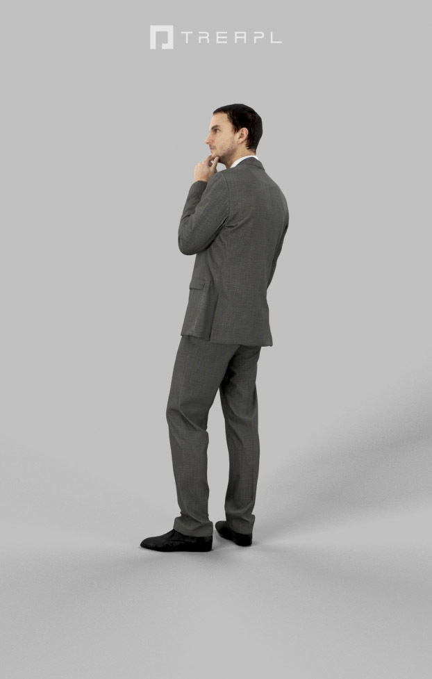 SCANNED Man Business Man Jest Standing Thinking 3D model_4