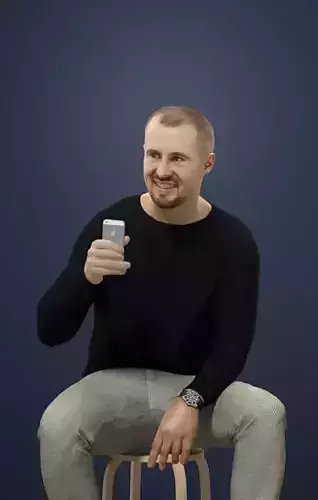 Mark Casual Male Sitting Taking a Selfie 3D model