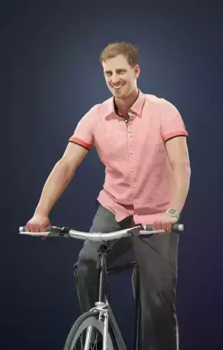 Mistery Smartly Dressed Man Riding His Bicycle 3D model