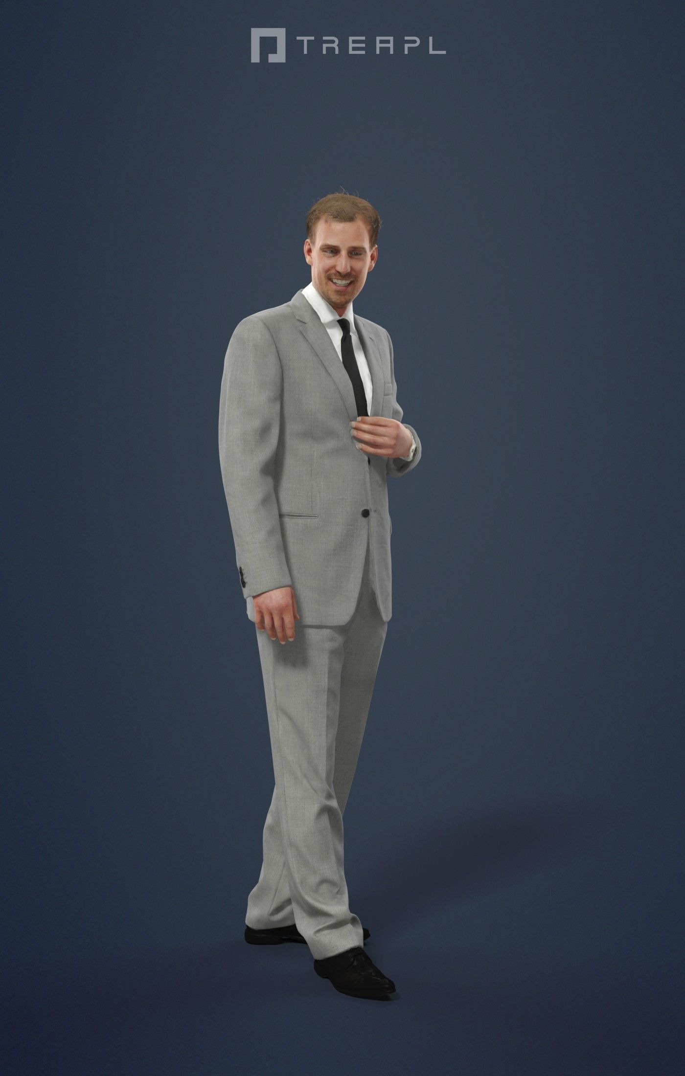 Mistery An Elegant Caucasian Male In Business Attire Standing 3D model_1