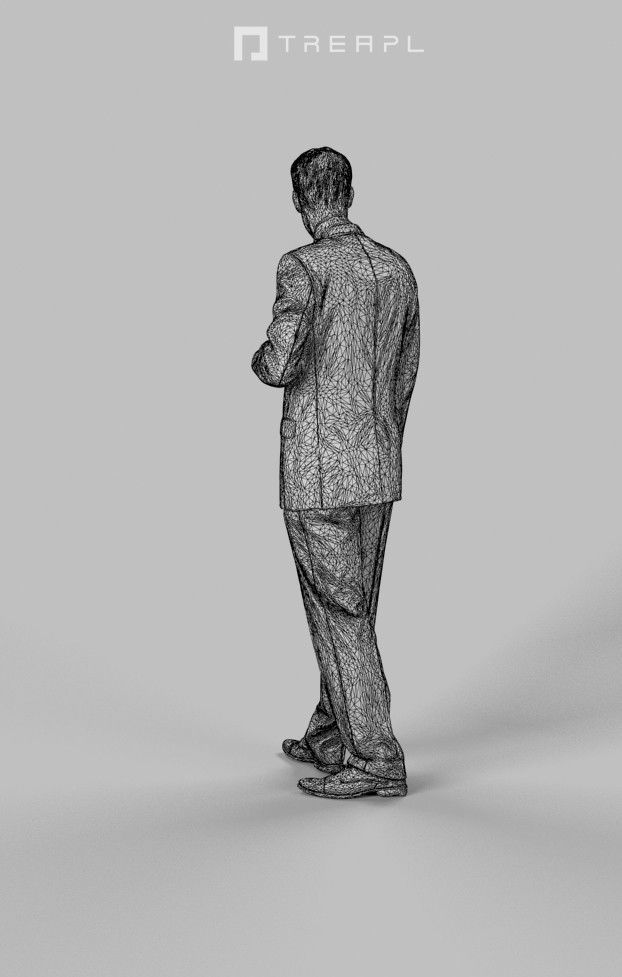 Mistery An Elegant Caucasian Male In Business Attire Standing 3D model_10