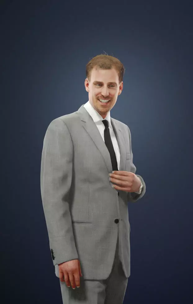 Mistery An Elegant Caucasian Male In Business Attire Standing 3D model_0