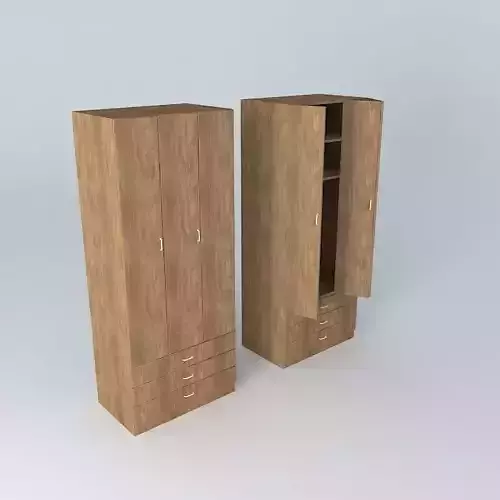 Single Wardrobe Oak Free 3D model