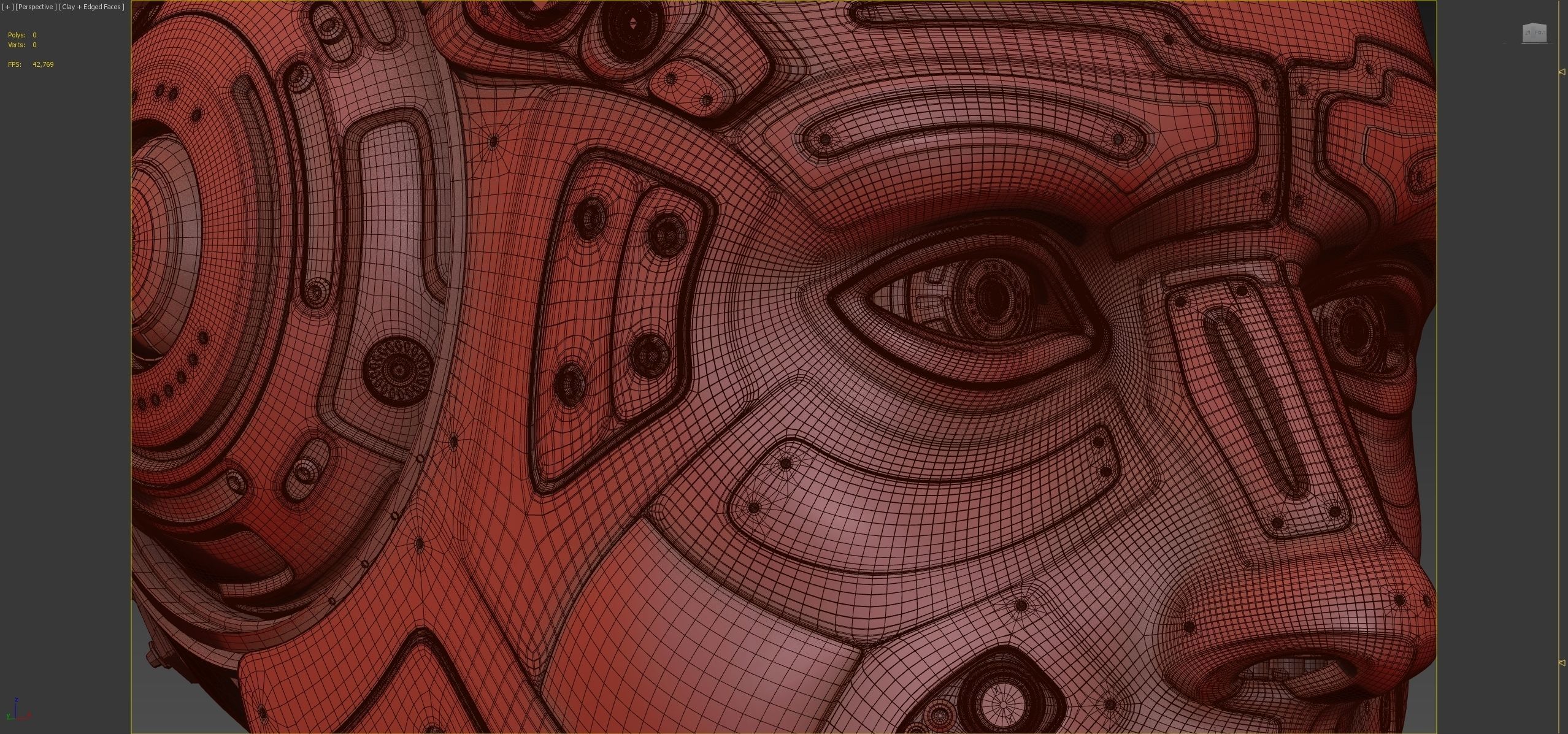 Futuristic Robot Head 3D model_13