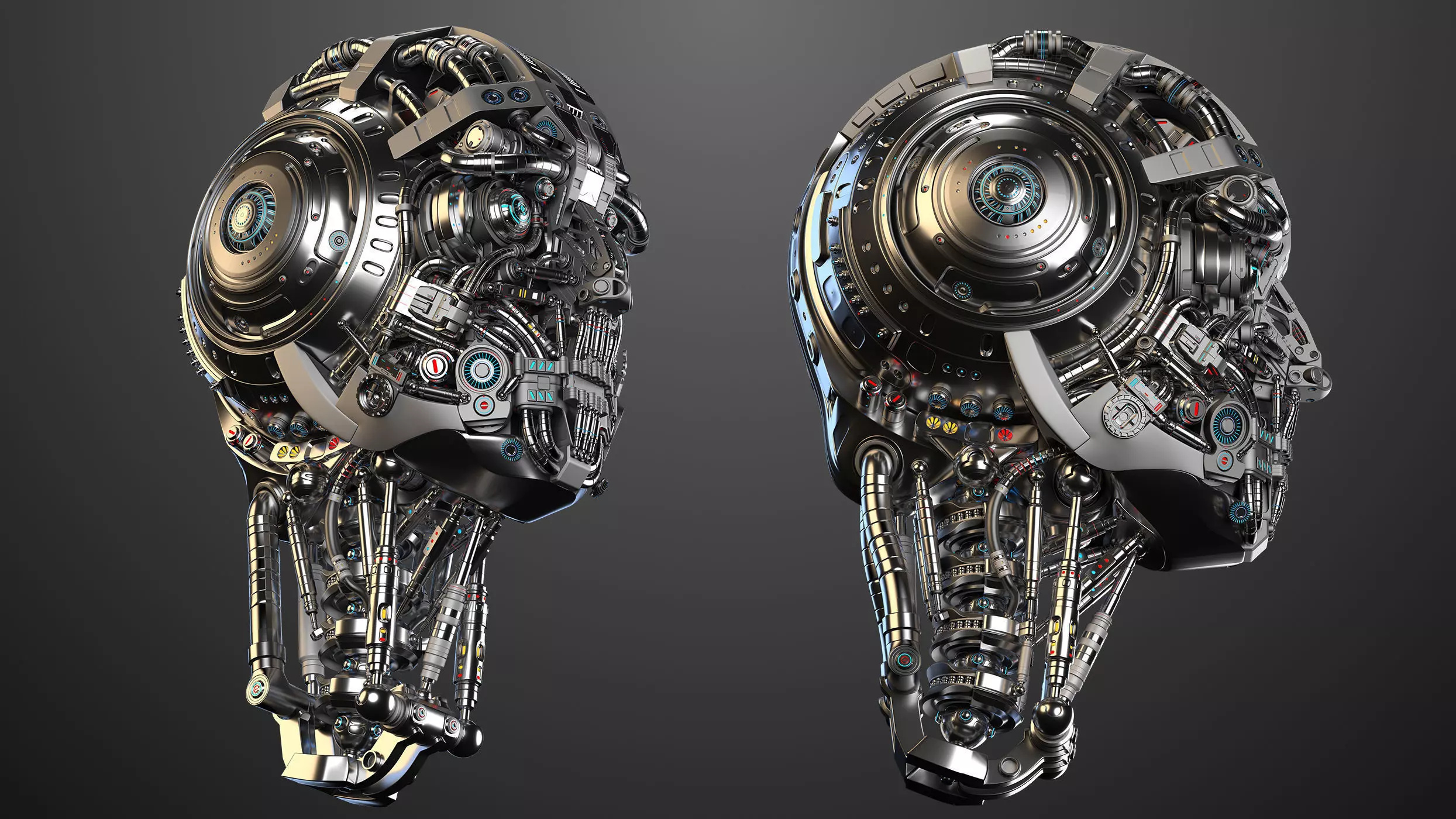 Futuristic Robot Head 3D model_0