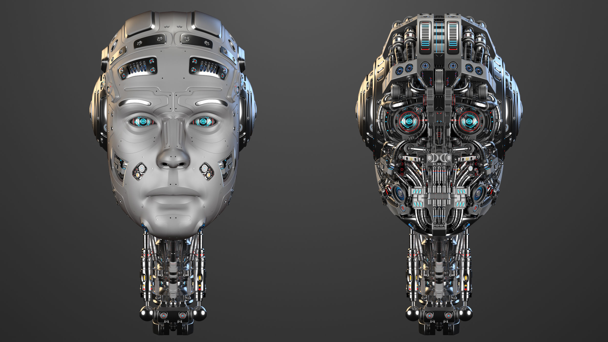 Futuristic Robot Head 3D model_9