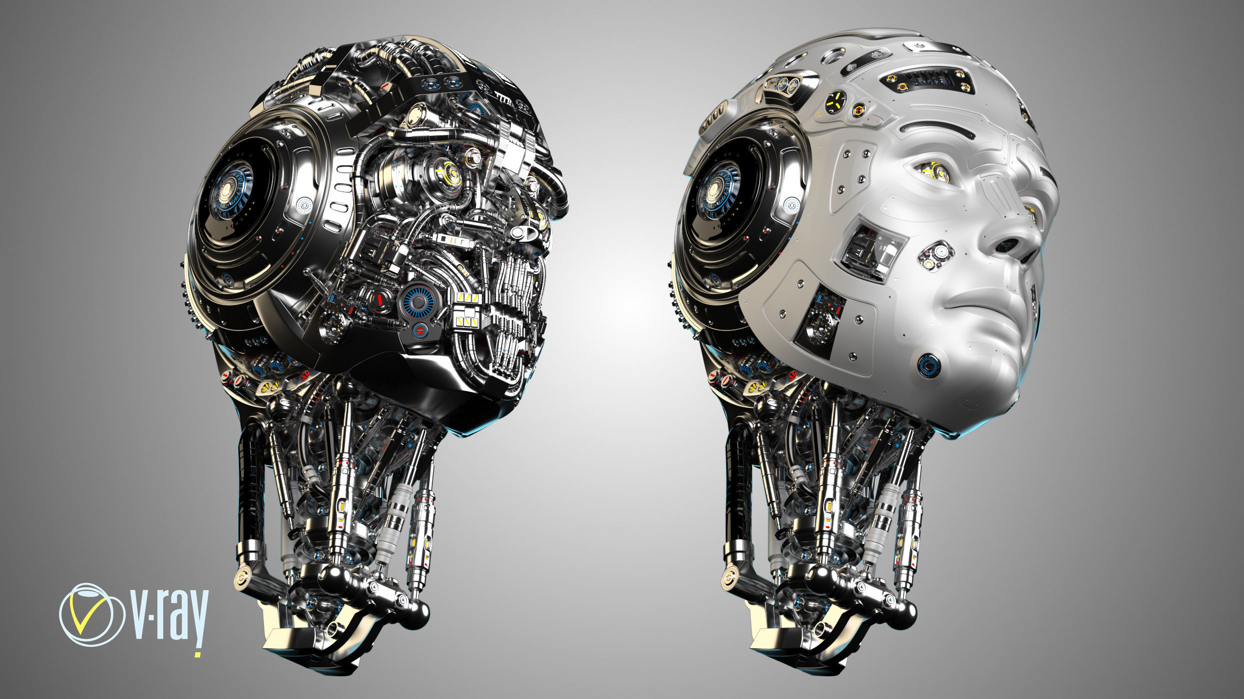 Futuristic Robot Head 3D model_1