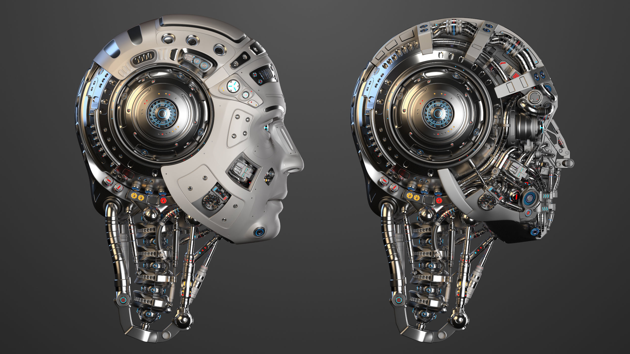 Futuristic Robot Head 3D model_5