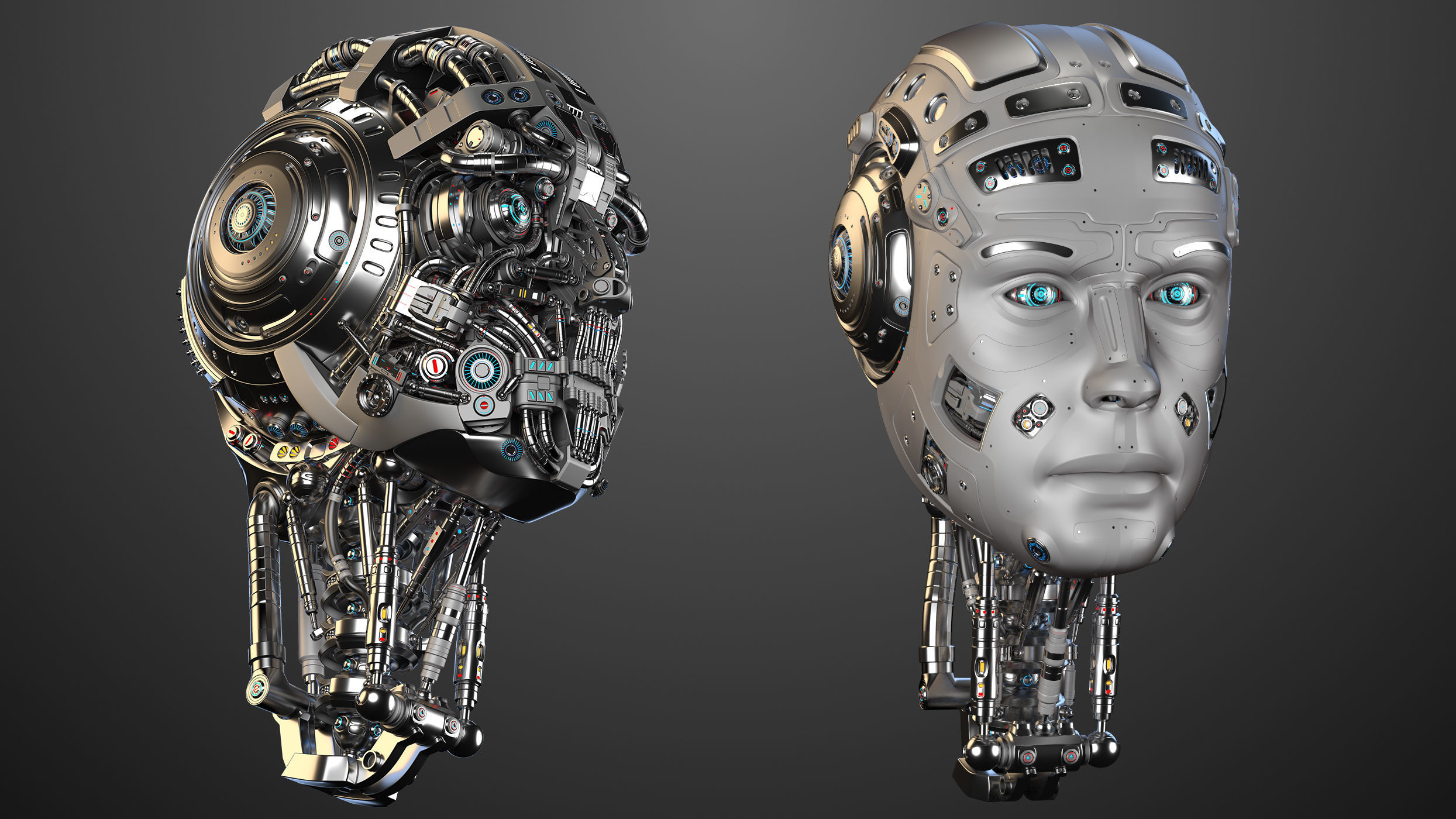 Futuristic Robot Head 3D model_3