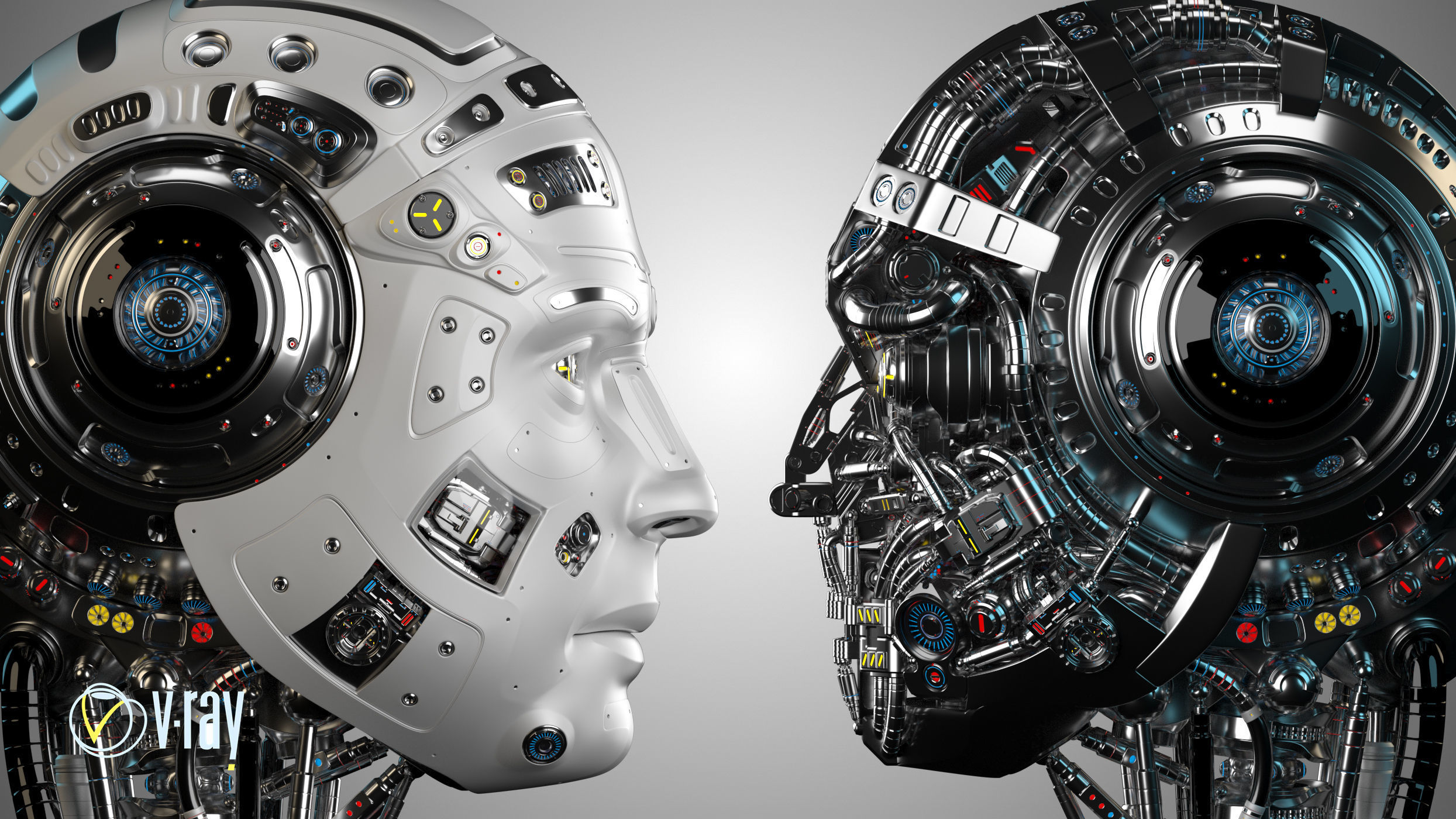 Futuristic Robot Head 3D model_7