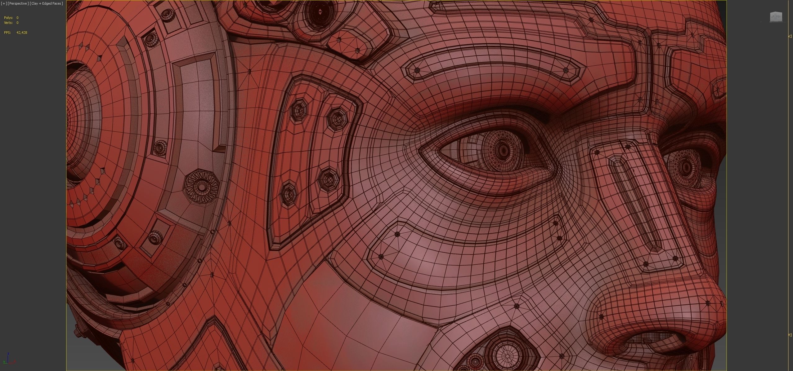 Futuristic Robot Head 3D model_12