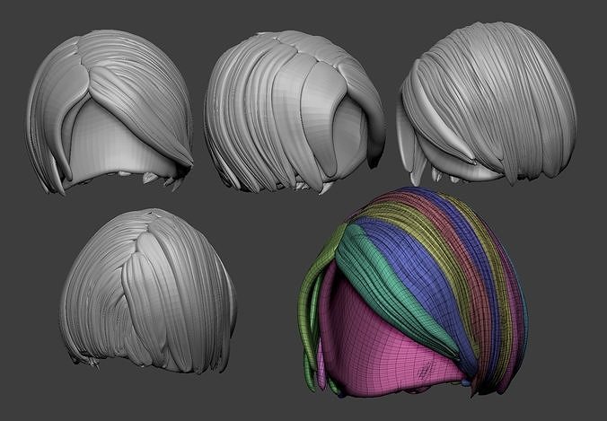 lowpoly hairs 3D model