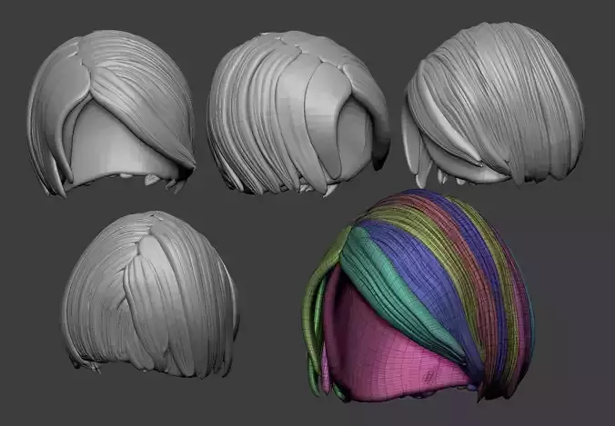 lowpoly hairs