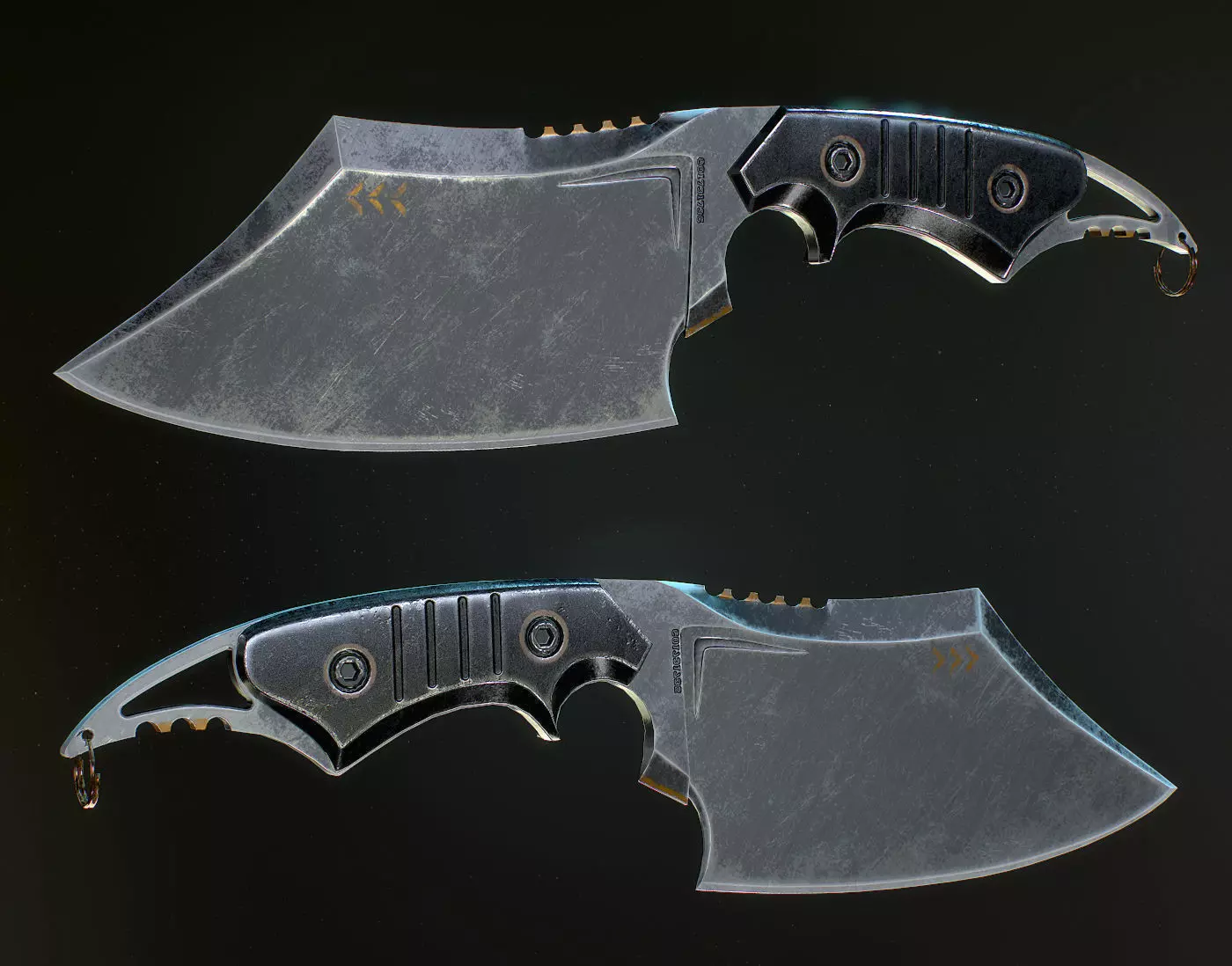 Army Butcher Knife Low-poly 3D model_0