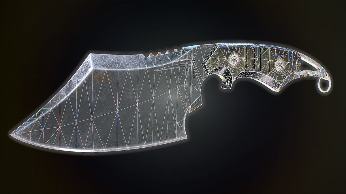 Army Butcher Knife Low-poly 3D model_5