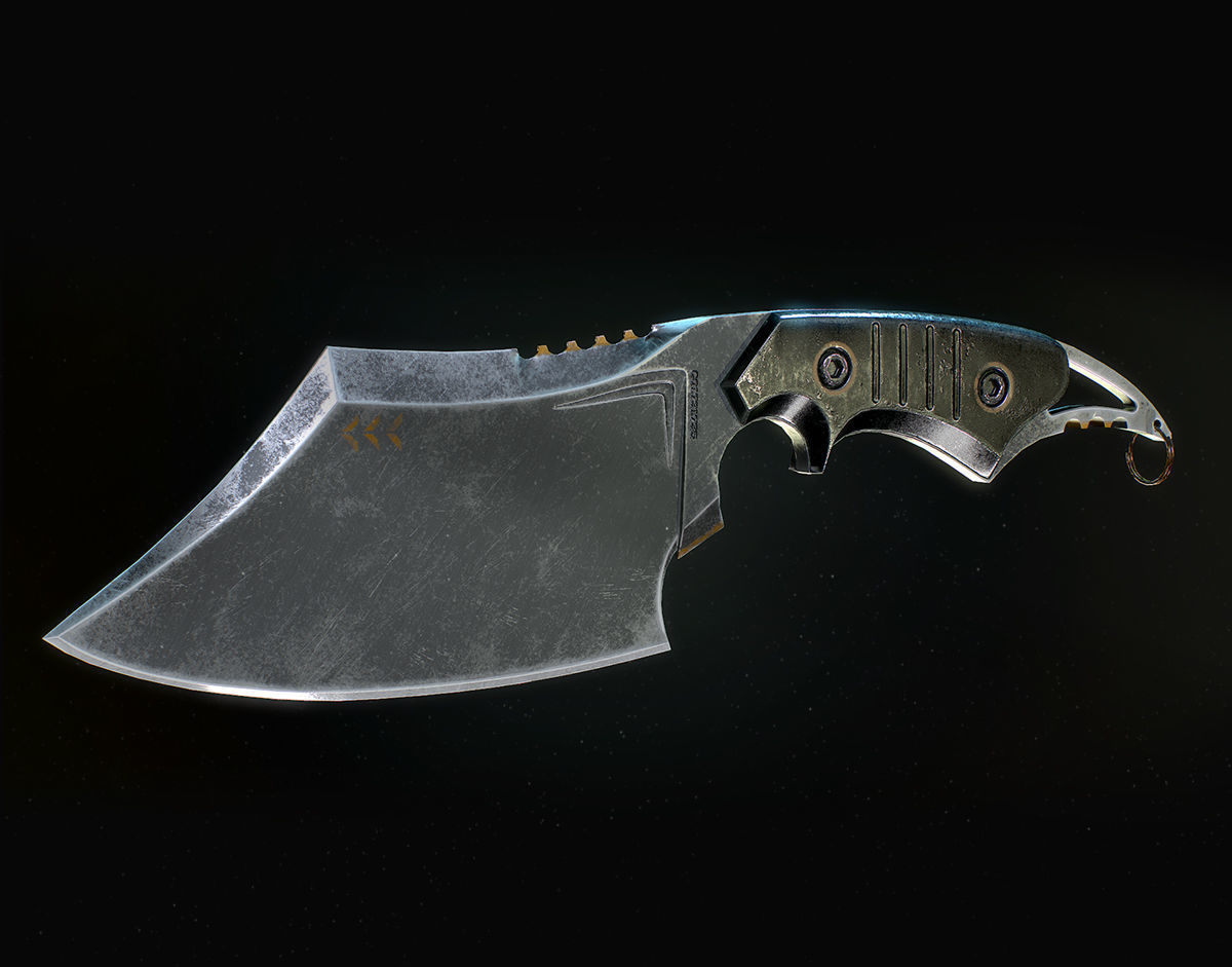 Army Butcher Knife Low-poly 3D model_1