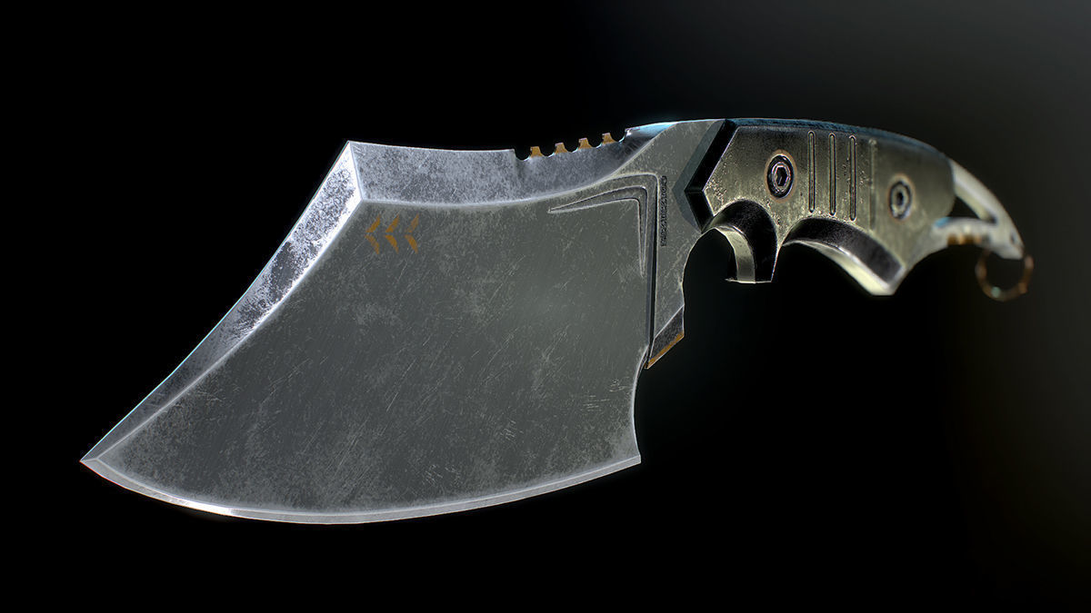 Army Butcher Knife Low-poly 3D model_2