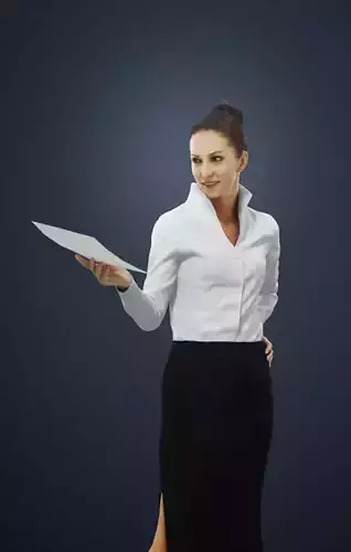 Mirage A Business Woman Standing While Handing Over A Document 3D model