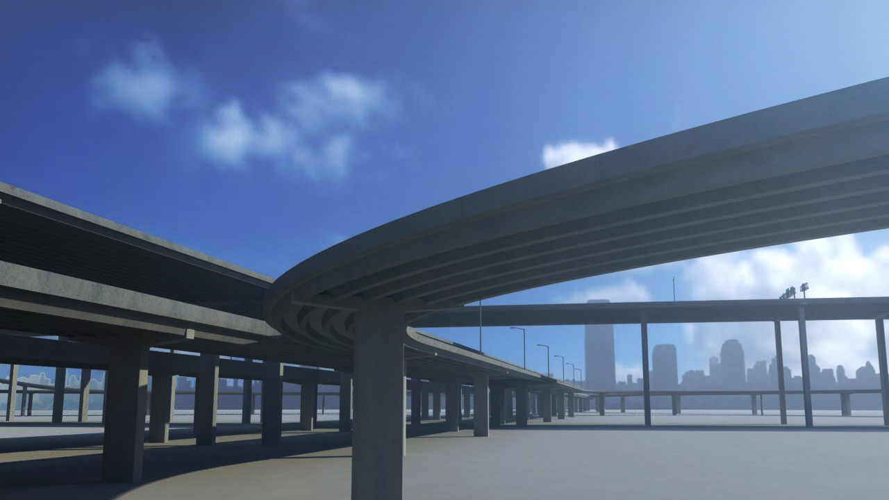 Freeway01 empty highway with bridge over it 3D model_10