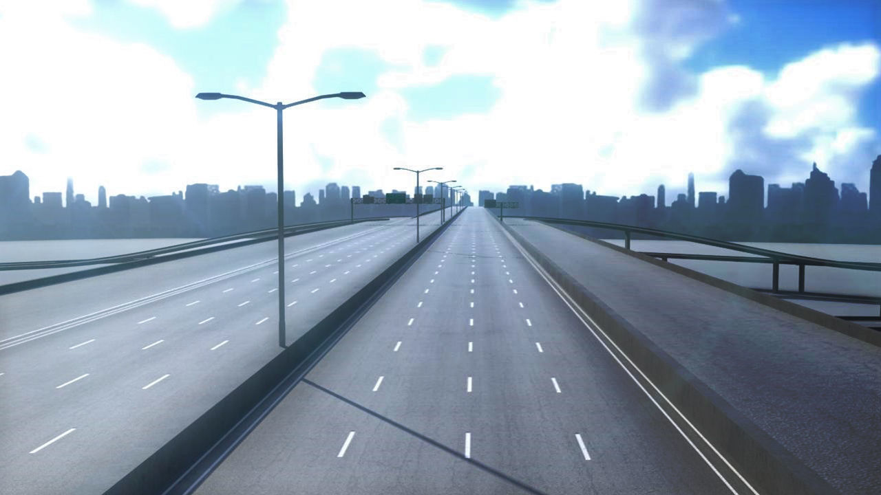 Freeway01 empty highway with bridge over it 3D model_4