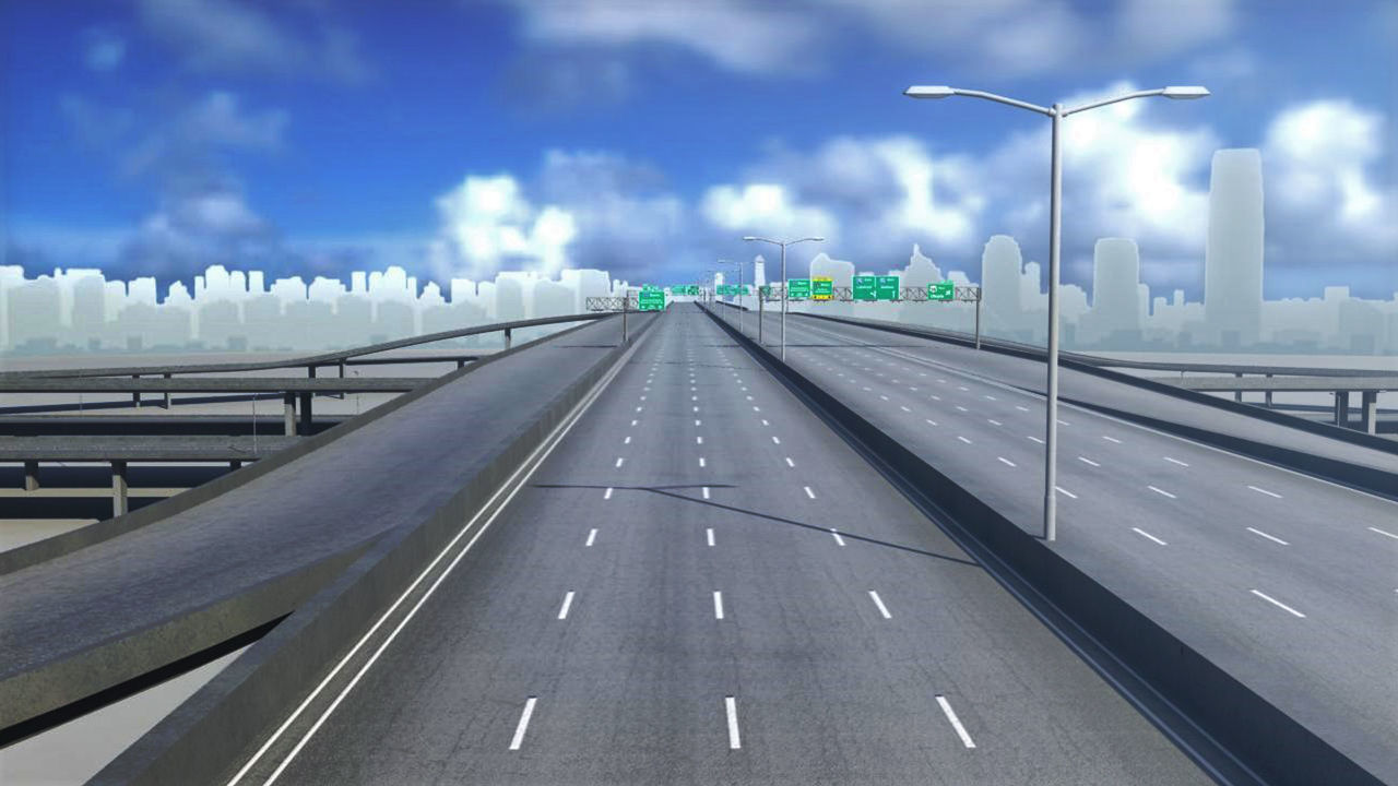 Freeway01 empty highway with bridge over it 3D model_5