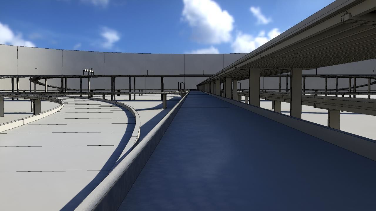 Freeway01 empty highway with bridge over it 3D model_13