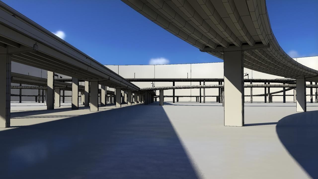 Freeway01 empty highway with bridge over it 3D model_12