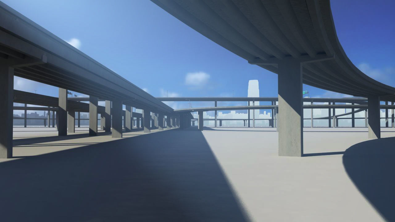 Freeway01 empty highway with bridge over it 3D model_9