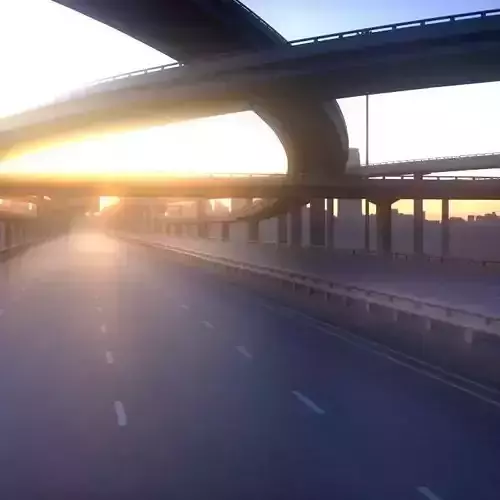 Freeway02 highway at sunset 3D model