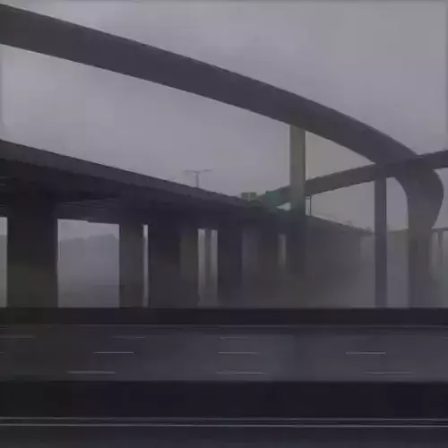 Freeway03 overpass on highway in rain 3D model