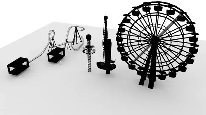 amusement park  Low-poly 3D model