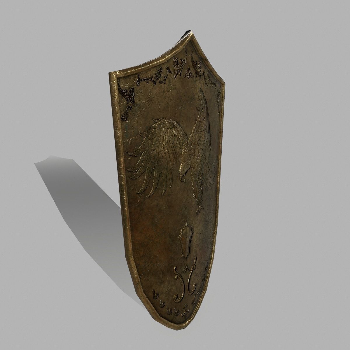 Shield old sword Low-poly 3D model_1