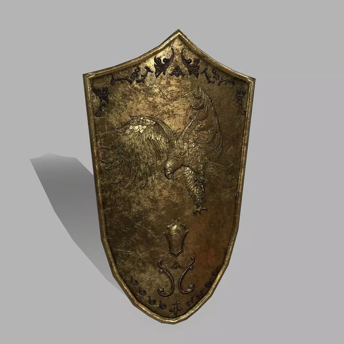 Shield old sword Low-poly 3D model_0