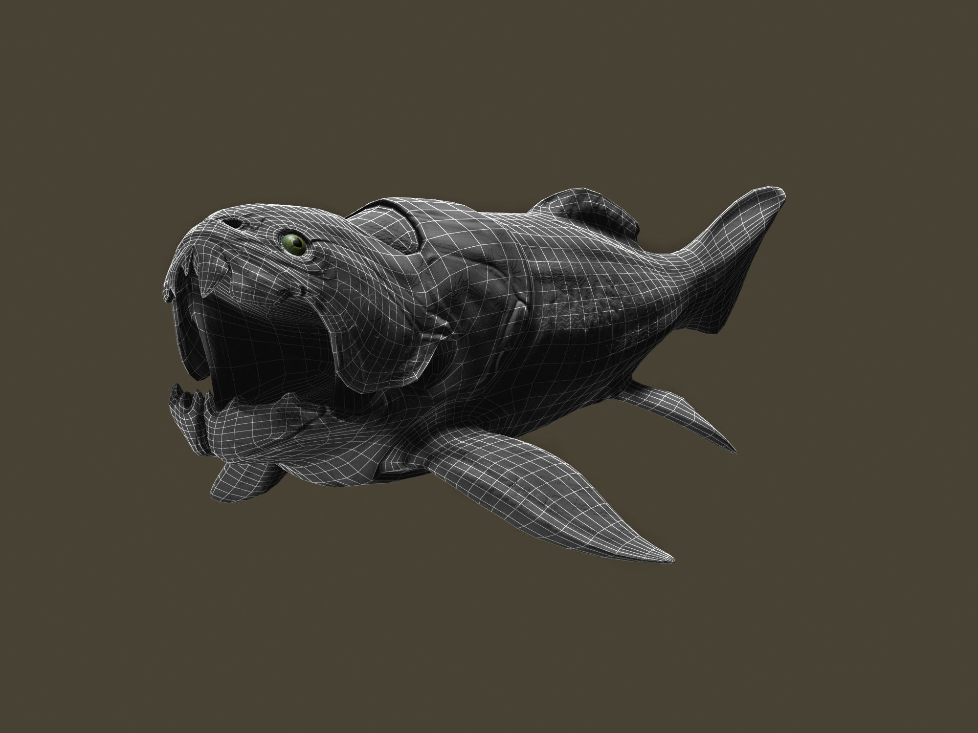 Dunkleosteus fish Low-poly 3D model_2