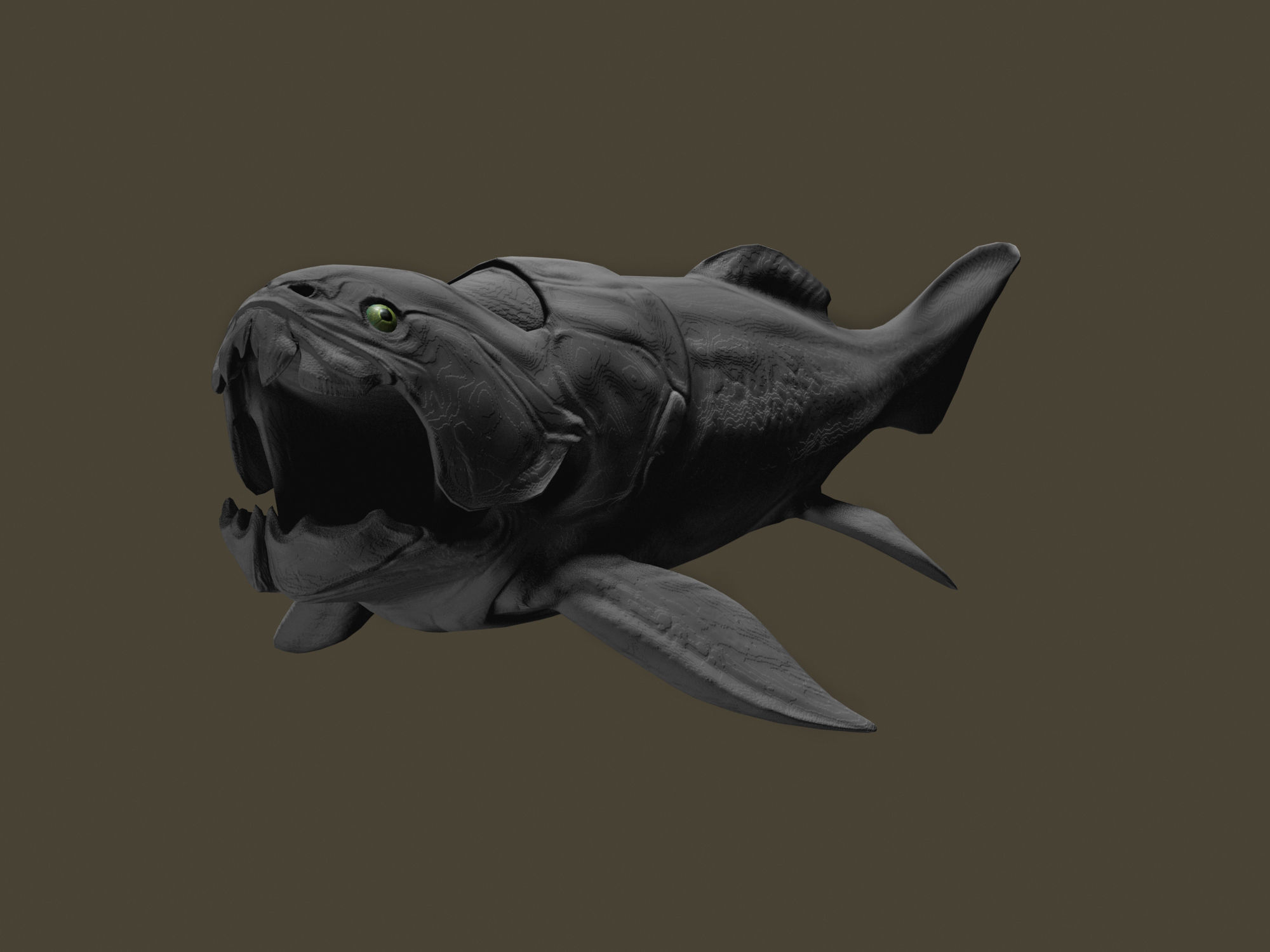 Dunkleosteus fish Low-poly 3D model_1